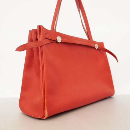 Hermes Tote Bag Cabas Na Courchevel Rouge Cazac Silver Hardware □H Engraved
