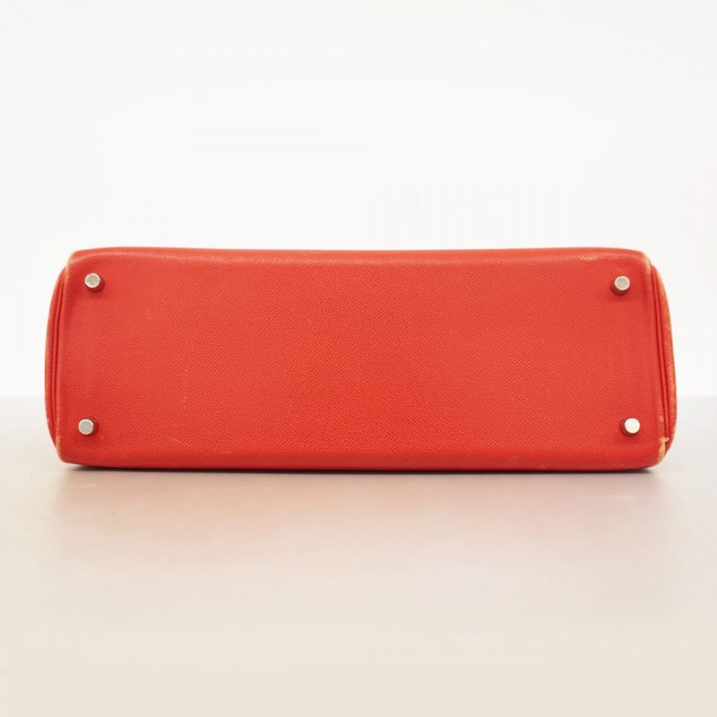 Hermes Tote Bag Cabas Na Courchevel Rouge Cazac Silver Hardware □H Engraved