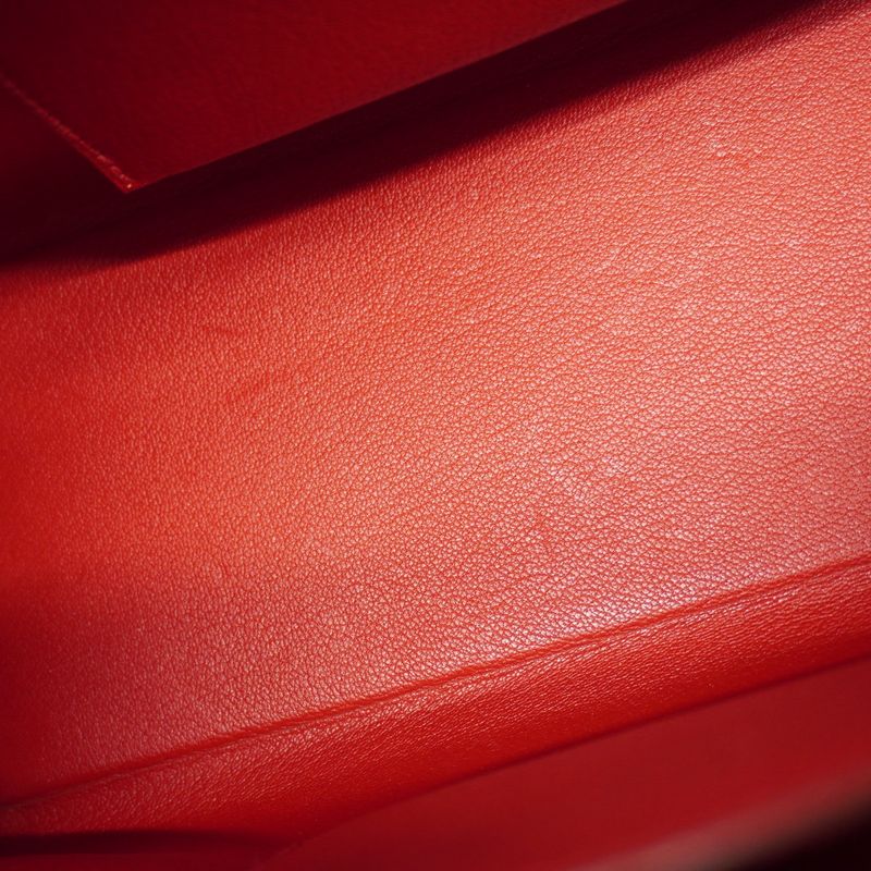 Hermes Tote Bag Cabas Na Courchevel Rouge Cazac Silver Hardware □H Engraved