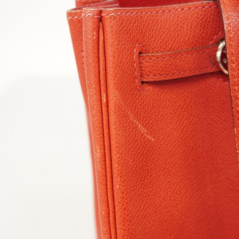 Hermes Tote Bag Cabas Na Courchevel Rouge Cazac Silver Hardware □H Engraved