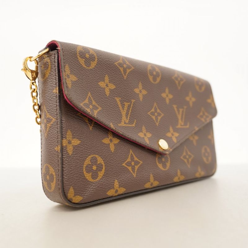 Louis Vuitton Shoulder Wallet Monogram Pochette Felicie M61276 Brown Fuchsia