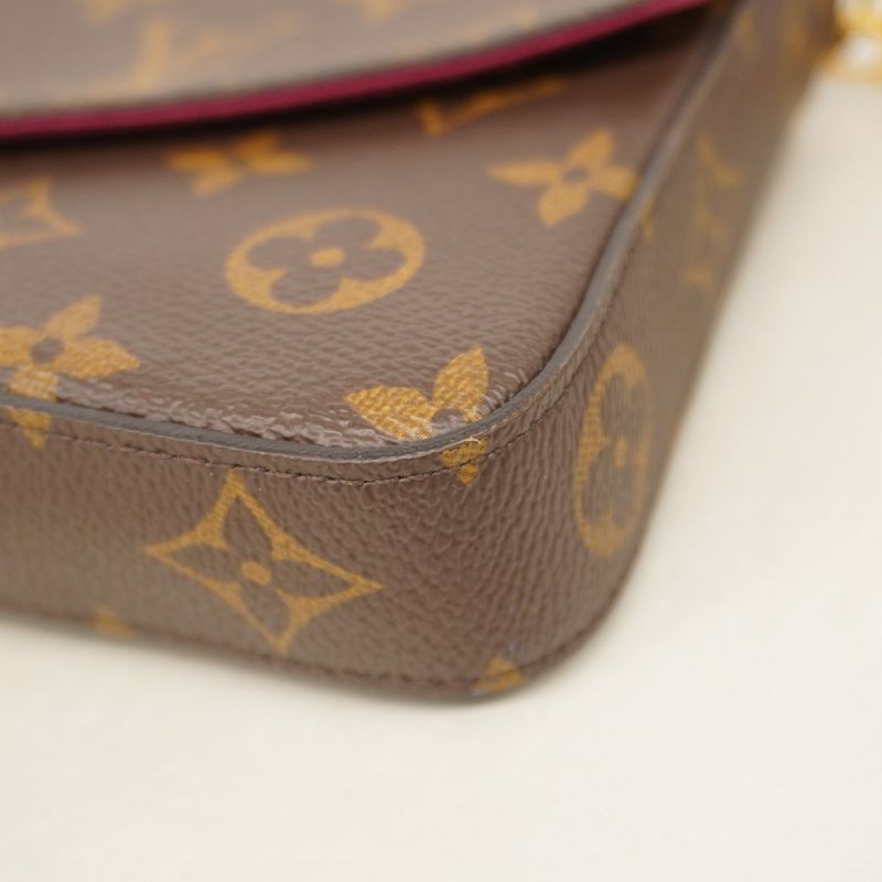 Louis Vuitton Shoulder Wallet Monogram Pochette Felicie M61276 Brown Fuchsia