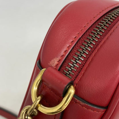 Gucci Shoulder Bag GG Marmont 448065 Leather Red Gold Hardware Women