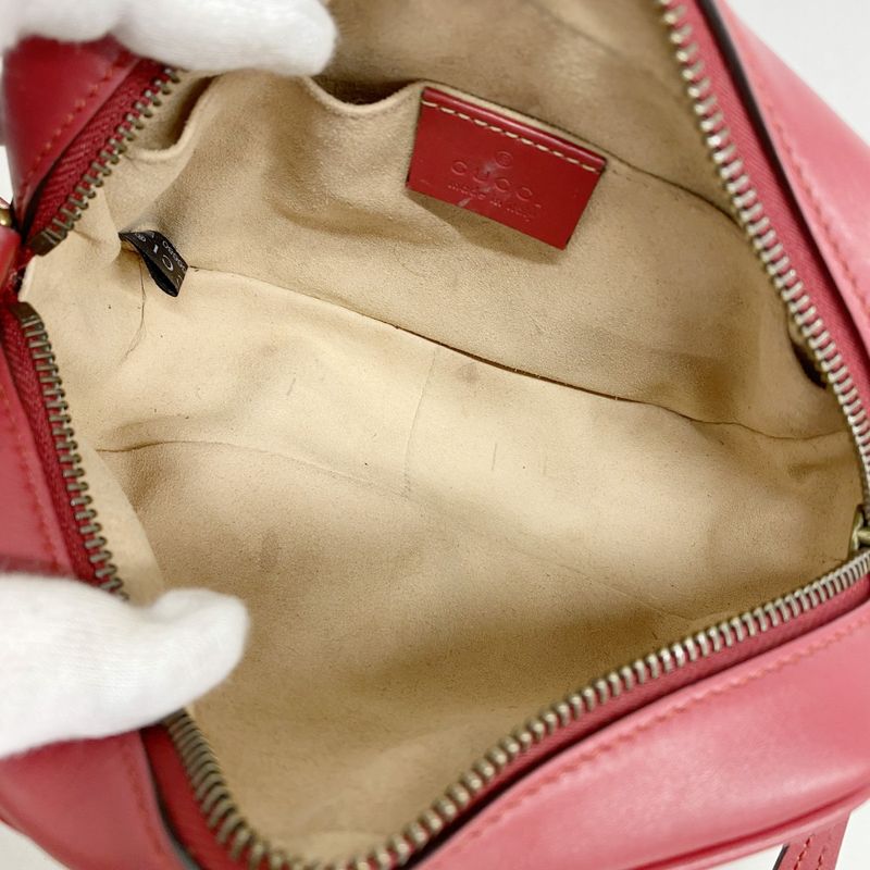 Gucci Shoulder Bag GG Marmont 448065 Leather Red Gold Hardware Women