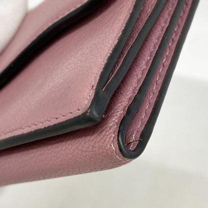 Christian Dior Trifold Wallet Saddle Leather Pink Gold Hardware Women