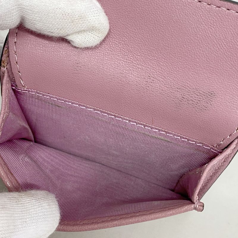 Christian Dior Trifold Wallet Saddle Leather Pink Gold Hardware Women