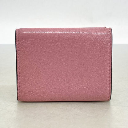 Christian Dior Trifold Wallet Saddle Leather Pink Gold Hardware Women
