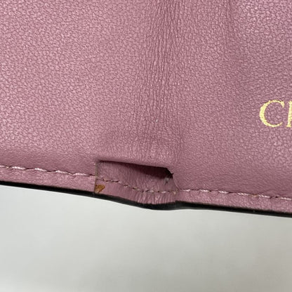 Christian Dior Trifold Wallet Saddle Leather Pink Gold Hardware Women