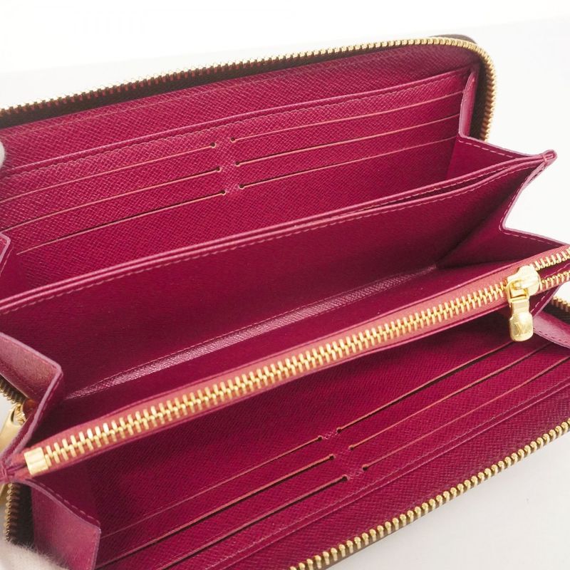 Louis Vuitton Long Wallet Monogram Zippy Wallet M41895 Brown Fuchsia Women