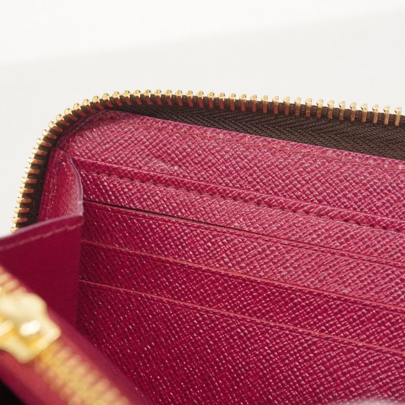 Louis Vuitton Long Wallet Monogram Zippy Wallet M41895 Brown Fuchsia Women