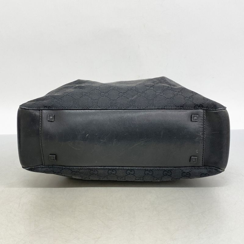 Gucci Tote Bag GG Canvas 101920 Canvas Black Silver Hardware Women's