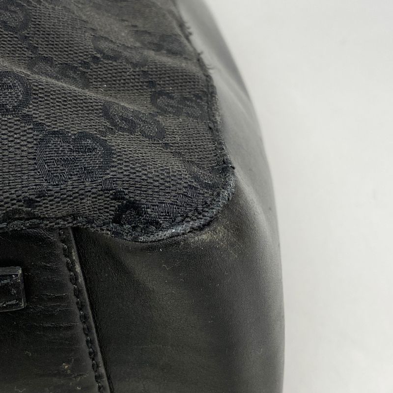 Gucci Tote Bag GG Canvas 101920 Canvas Black Silver Hardware Women's