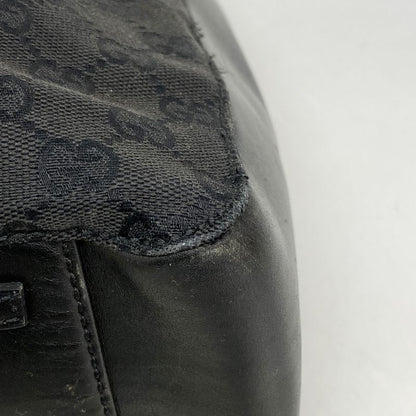 Gucci Tote Bag GG Canvas 101920 Canvas Black Silver Hardware Women's