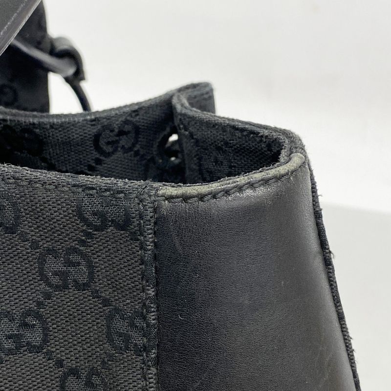 Gucci Tote Bag GG Canvas 101920 Canvas Black Silver Hardware Women's