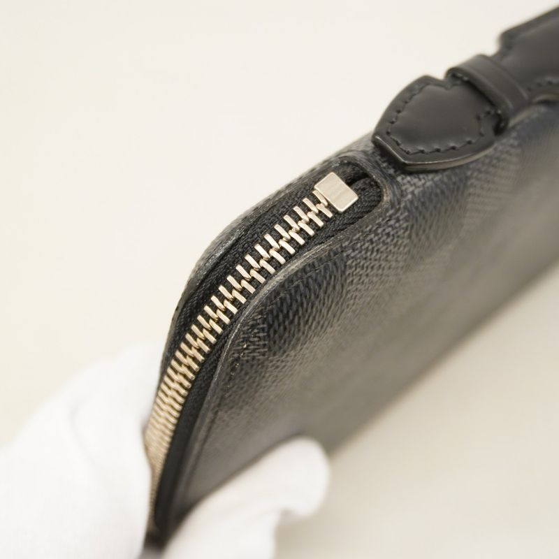 Louis Vuitton Long Wallet Damier Graphite Zippy XL N41503 Black Gray Men's