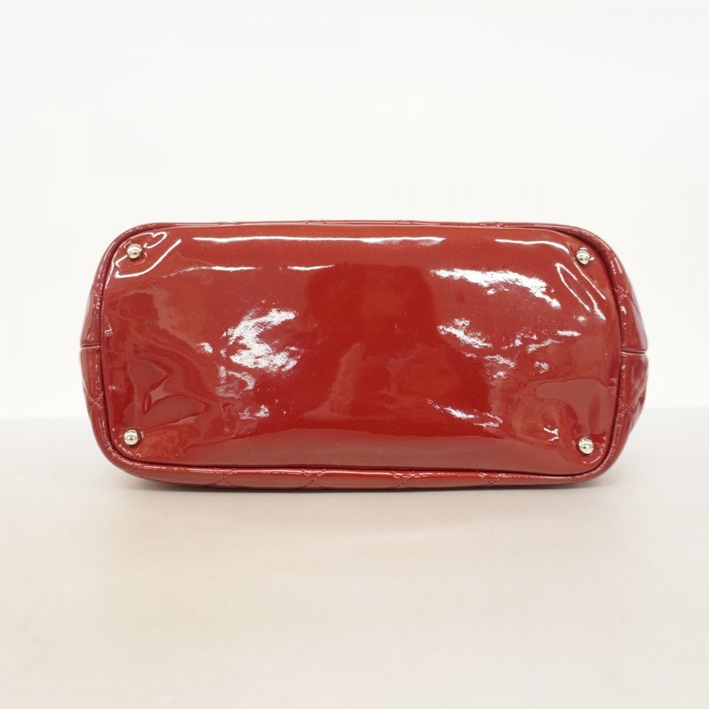 Chanel Shoulder Bag Matelasse Patent Leather Red Silver Hardware Women