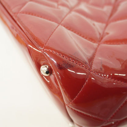 Chanel Shoulder Bag Matelasse Patent Leather Red Silver Hardware Women