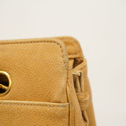 Chanel Shoulder Bag Triple Coco Caviar Skin Beige Gold Hardware Women