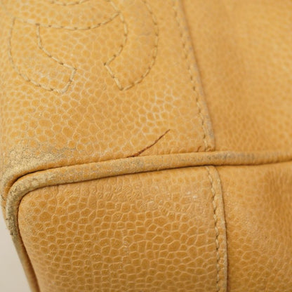 Chanel Shoulder Bag Triple Coco Caviar Skin Beige Gold Hardware Women