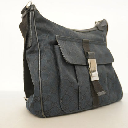 Gucci Shoulder Bag GG Canvas 131211 Canvas Black Silver Hardware Women