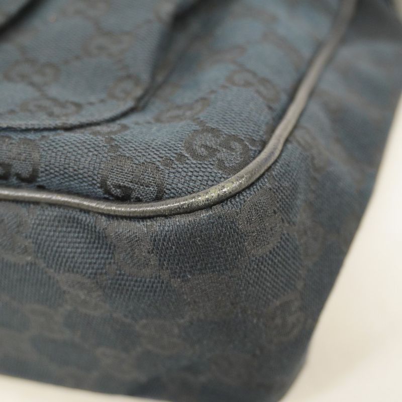 Gucci Shoulder Bag GG Canvas 131211 Canvas Black Silver Hardware Women