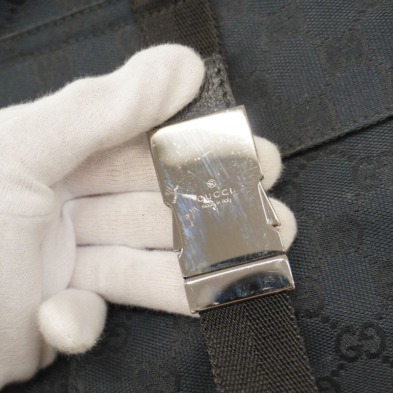 Gucci Shoulder Bag GG Canvas 131211 Canvas Black Silver Hardware Women