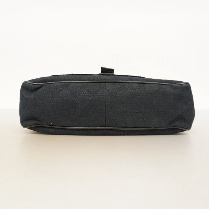 Gucci Shoulder Bag GG Canvas 131211 Canvas Black Silver Hardware Women