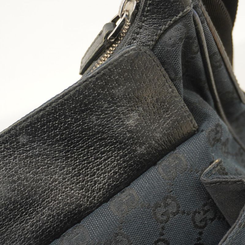 Gucci Shoulder Bag GG Canvas 131211 Canvas Black Silver Hardware Women