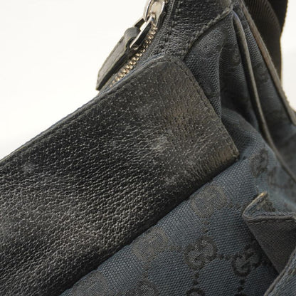 Gucci Shoulder Bag GG Canvas 131211 Canvas Black Silver Hardware Women