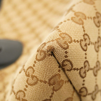 Gucci Tote Bag GG Canvas 211976 Canvas Beige Black Chien Pan Gold Hardware