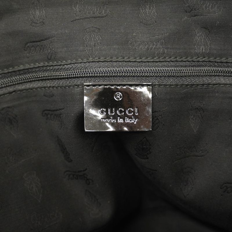 Gucci Tote Bag GG Canvas 211976 Canvas Beige Black Chien Pan Gold Hardware