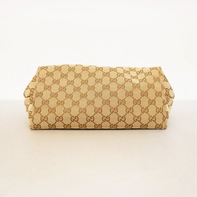 Gucci Tote Bag GG Canvas 211976 Canvas Beige Black Chien Pan Gold Hardware