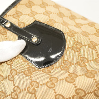 Gucci Tote Bag GG Canvas 211976 Canvas Beige Black Chien Pan Gold Hardware