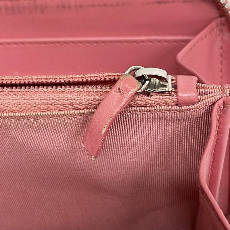 Chanel Long Wallet V-stitched Caviar Skin Pink Silver Hardware Women