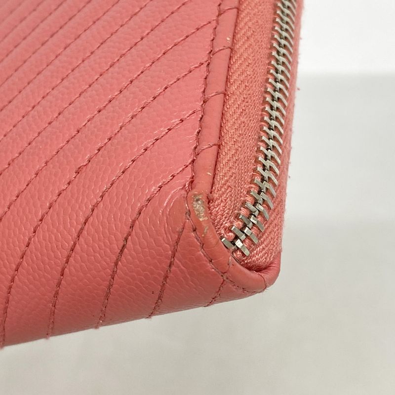 Chanel Long Wallet V-stitched Caviar Skin Pink Silver Hardware Women