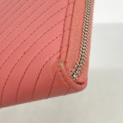 Chanel Long Wallet V-stitched Caviar Skin Pink Silver Hardware Women