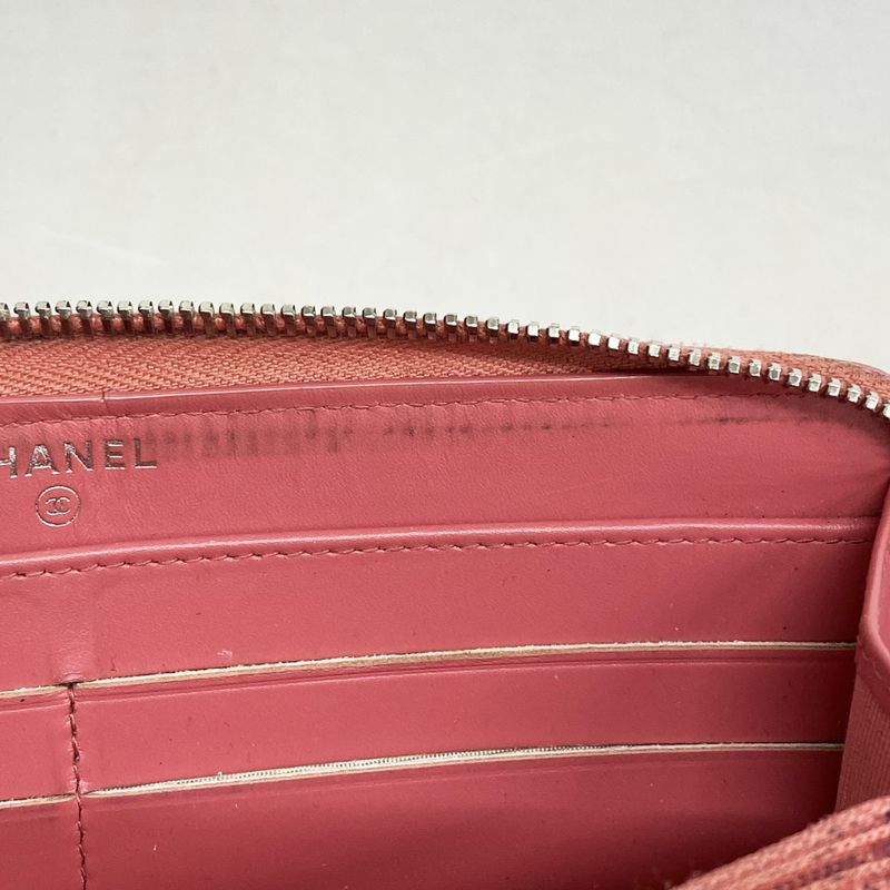 Chanel Long Wallet V-stitched Caviar Skin Pink Silver Hardware Women