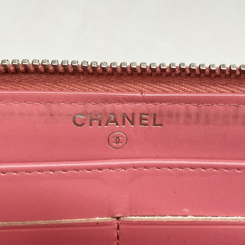 Chanel Long Wallet V-stitched Caviar Skin Pink Silver Hardware Women