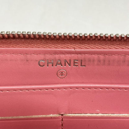 Chanel Long Wallet V-stitched Caviar Skin Pink Silver Hardware Women