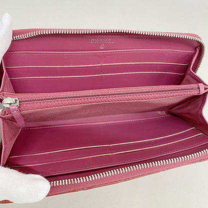 Chanel Long Wallet Brilliant Patent Leather Red Silver Hardware Women