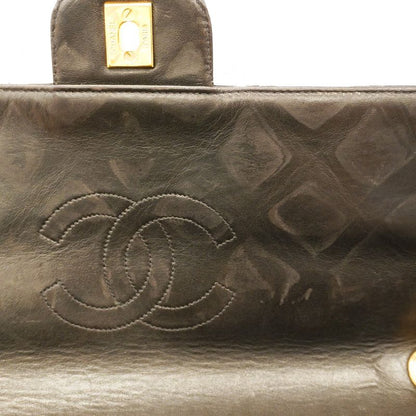 Chanel Shoulder Bag Deca Matelasse Patent Leather Black Gold Hardware Women