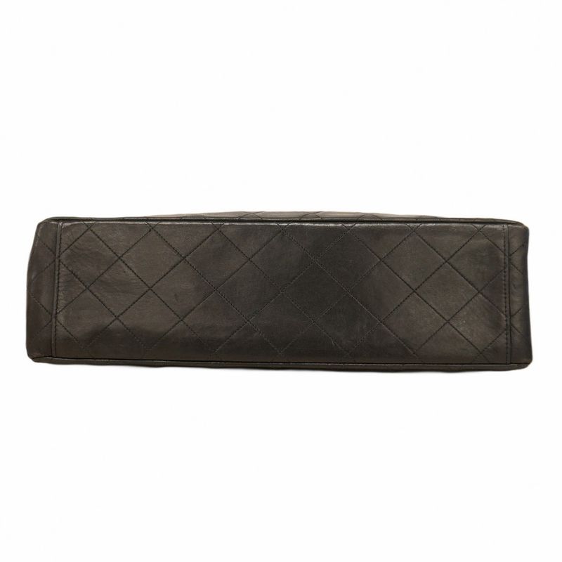 Chanel Shoulder Bag Deka Matelasse Lambskin Black Gold Hardware Women