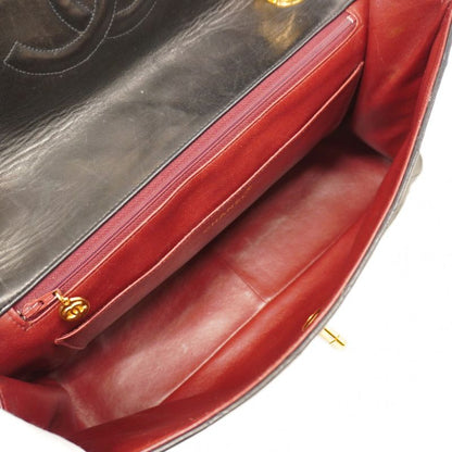 Chanel Shoulder Bag Deka Matelasse Lambskin Black Gold Hardware Women