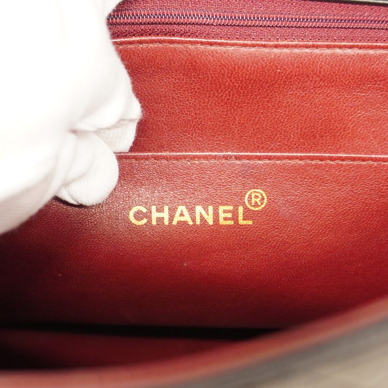 Chanel Shoulder Bag Deka Matelasse Lambskin Black Gold Hardware Women