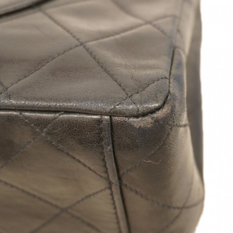 Chanel Shoulder Bag Deka Matelasse Lambskin Black Gold Hardware Women