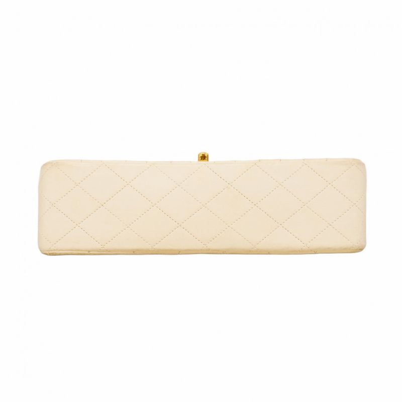 Chanel Shoulder Bag Matelasse Lambskin Ivory Gold Hardware Women
