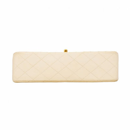 Chanel Shoulder Bag Matelasse Lambskin Ivory Gold Hardware Women