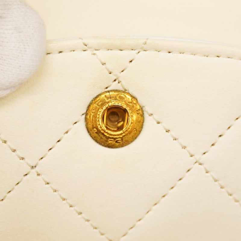 Chanel Shoulder Bag Matelasse Lambskin Ivory Gold Hardware Women