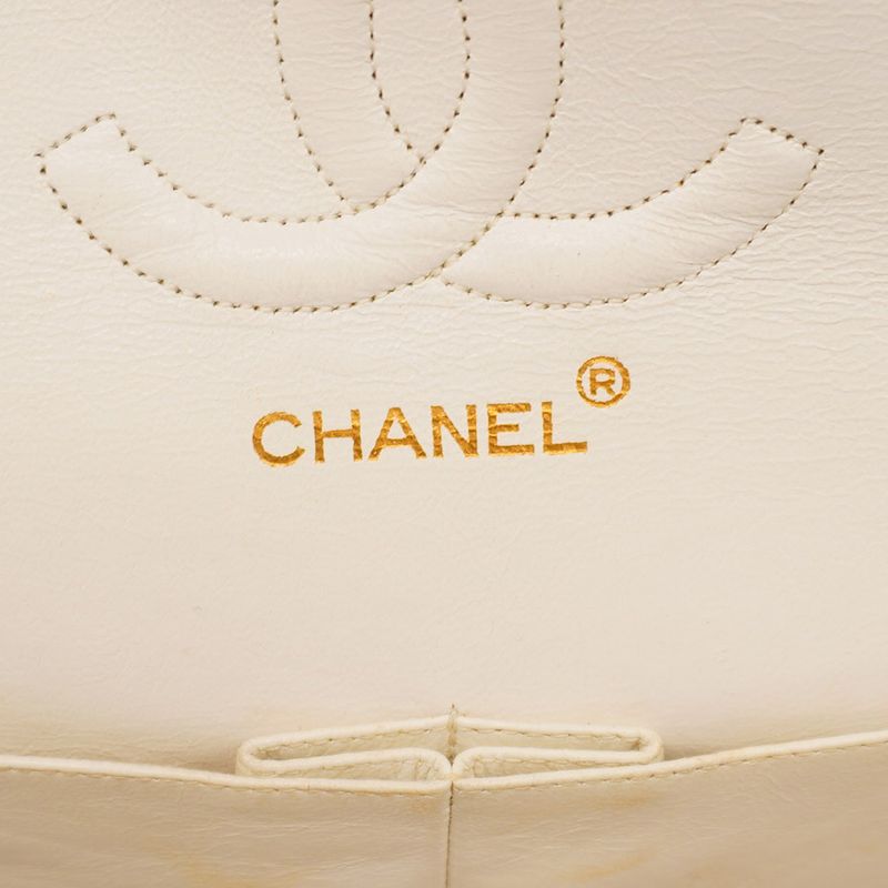 Chanel Shoulder Bag Matelasse Lambskin Ivory Gold Hardware Women