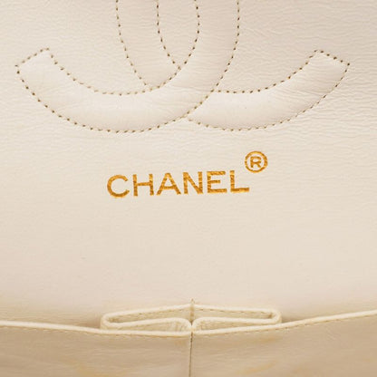 Chanel Shoulder Bag Matelasse Lambskin Ivory Gold Hardware Women